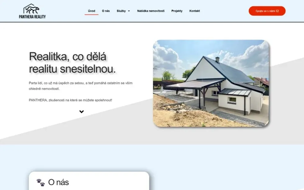 Webové stránky pro realitní kancelář Panthera Reality, realizace Kurzor Krů