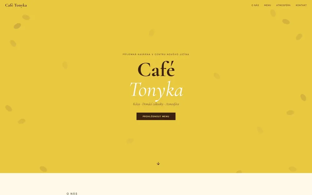 Webové stránky pro kavárnu Café Tonyka v Novém Jičíně, realizace Kurzor Krů